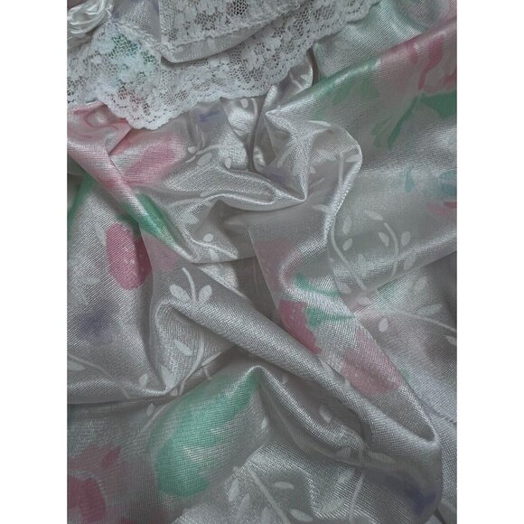 Vanity Fair Vintage Ivory White And Pink Floral Lacy Sleeveless NightGown Size M - Picture 3 of 12